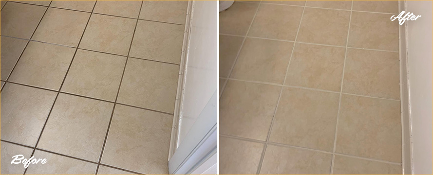 Bathroom Floor Before and After a Superb Grout Sealing in Macomb, MI