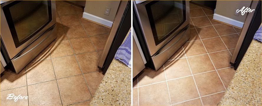 Kitchen Floor Restored by Our Tile and Grout Cleaners in Washington Township, MI